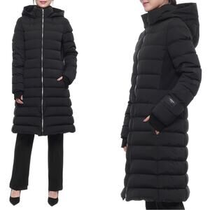 $1390 NWT BURBERRY NEWBRIDGE BLACK HOODED QUILTED DOWN LONG PARKA PUFFER COAT M